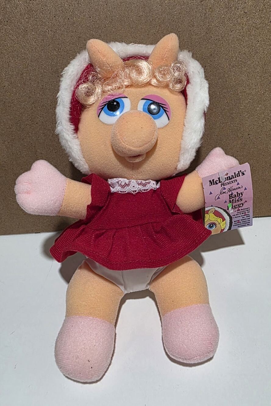 10" Baby Miss Piggy Christmas Plush Toy Stuffed Animal 1987 Henson NEW TAGGED